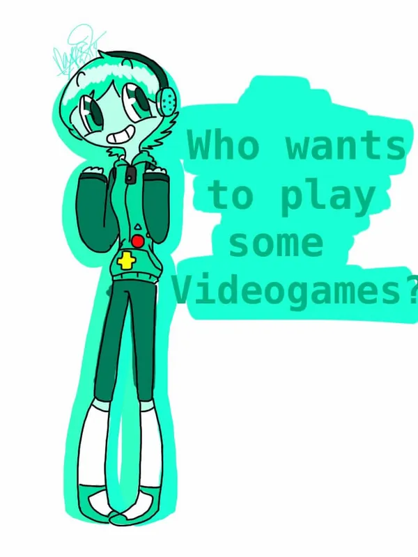 digital drawing of a humanized BMO from Adventure Time