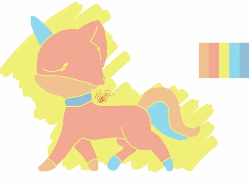 digital drawing of Unikitty with a limited palette