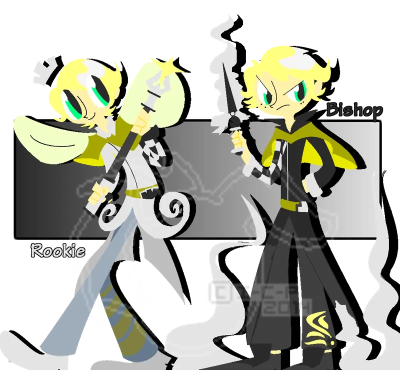 digital art of two OCs, Rookie and Bishop Detroitten