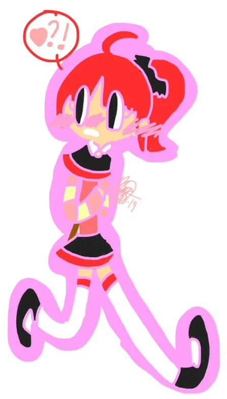 digital drawing of Mia looking flustered