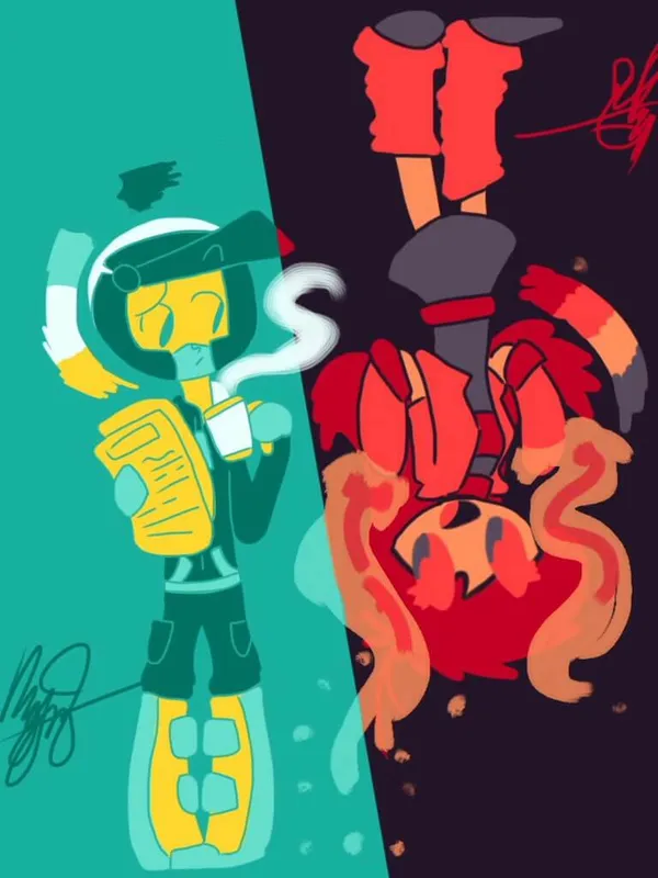 digital fullbodies of OCs made with limited palettes