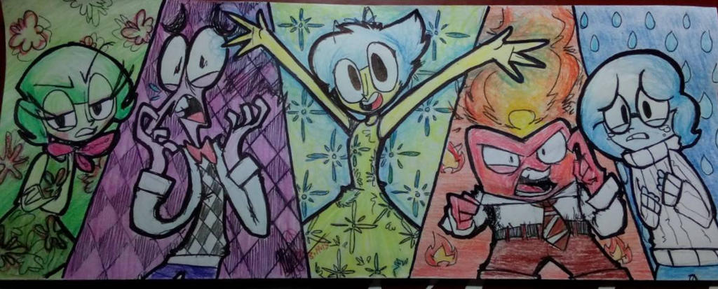 traditional art of the Inside Out cast