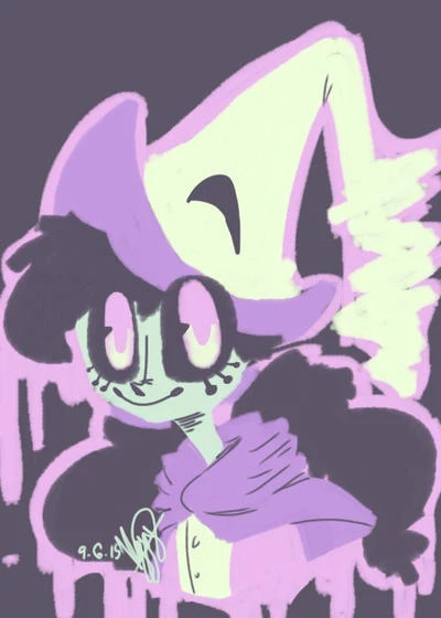 a digital piece of my sona as a witch with a limited palette