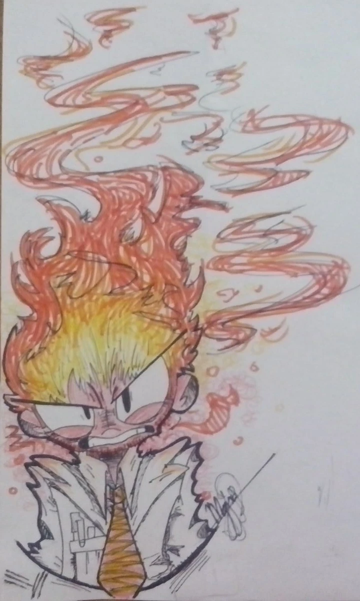 traditional art of a humanized Anger from Inside Out