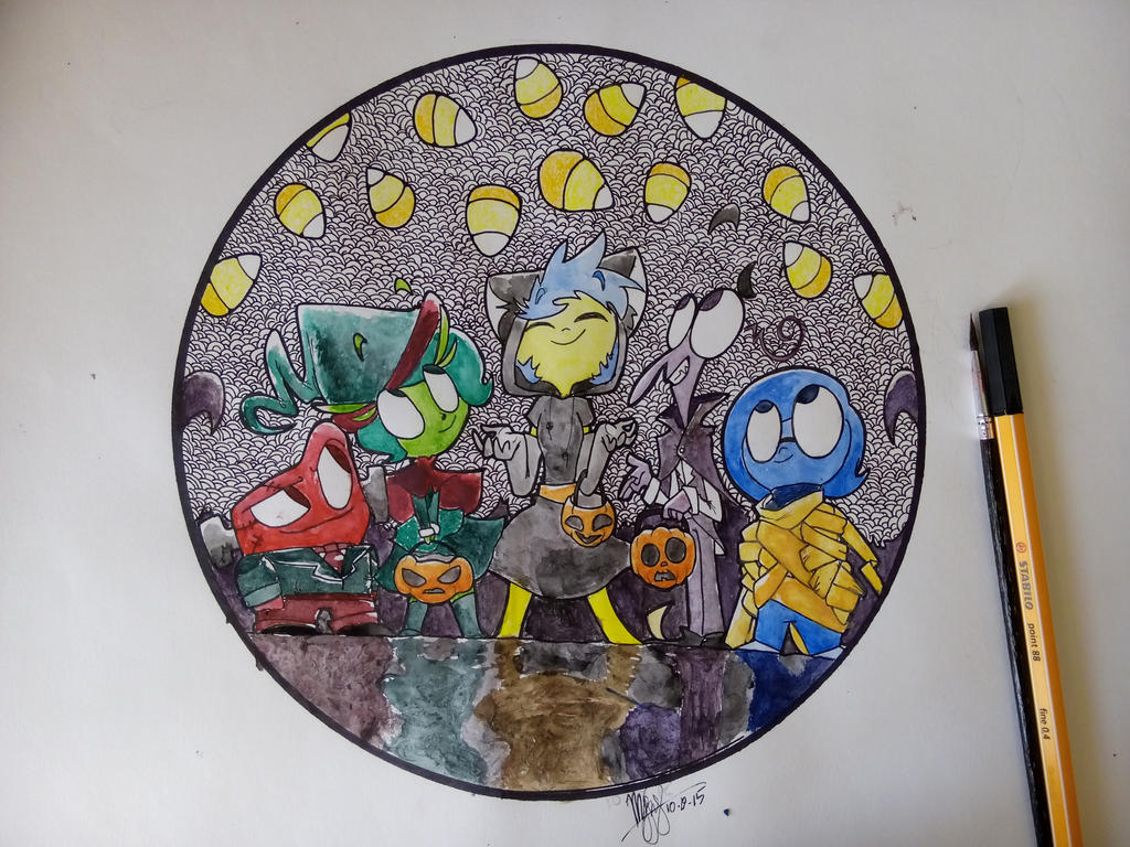 a traditional Halloween piece of the Inside Out cast