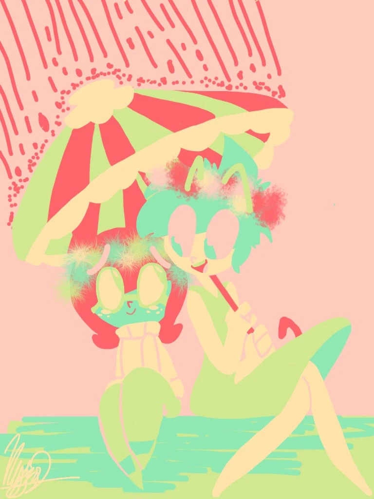 a digital piece of Joy and Sadness with a pastel palette