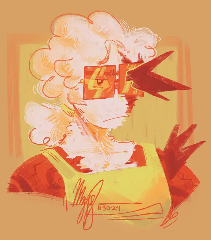 digital bust of my OC Theia with some fluff